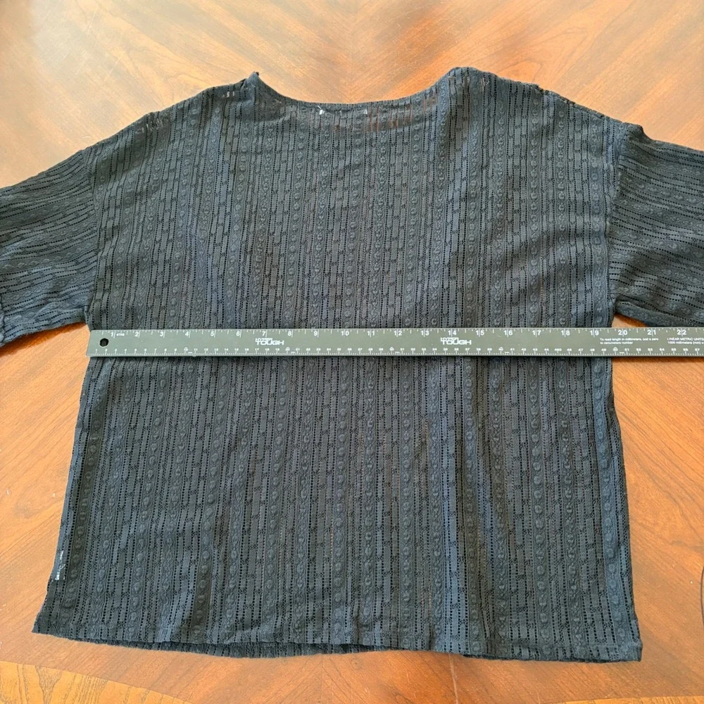 Zara Black Lace Top Medium Whimsigoth Sheer Ruffle Tiered Blouse M‎